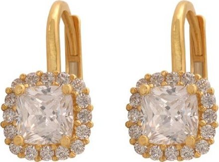 Lovrin Złote kolczyki 585 KWADRACIKI Z CYRKONIAMI 2,70g