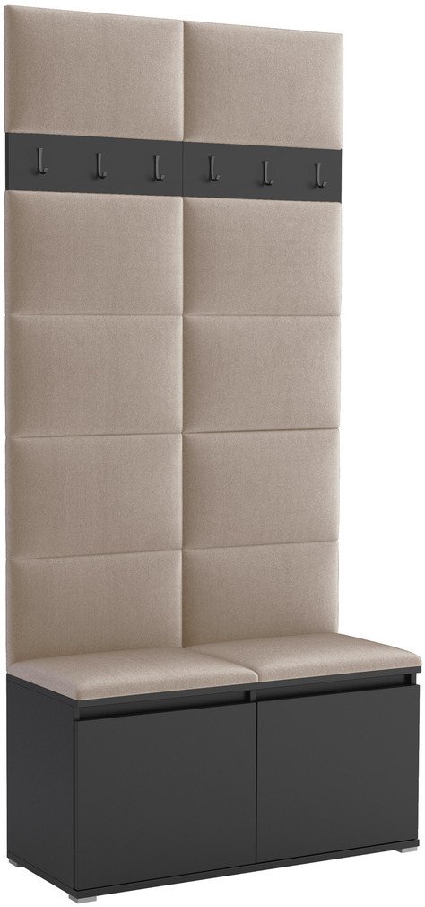 Tapicerowana garderoba Noris I - kolor czarny + tkanina Trinity 04