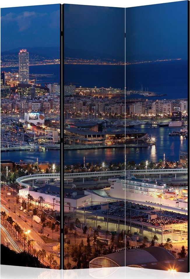 Artgeist Parawan 3-częściowy - Rozświetlona Barcelona [Room Dividers] uniwersalny