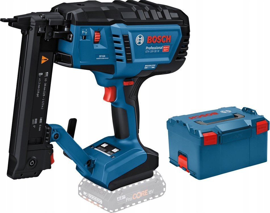 Zszywacz Bosch Bosch cordless wood stapler GNH 18V-38 M Professional solo, 18Volt, electric stapler (blue/black, without battery and charger, in L-BOX