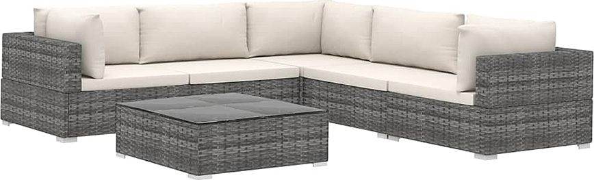 Elior 6-częściowy szaro-kremowy zestaw wypoczynkowy do ogrodu - Begi 6A