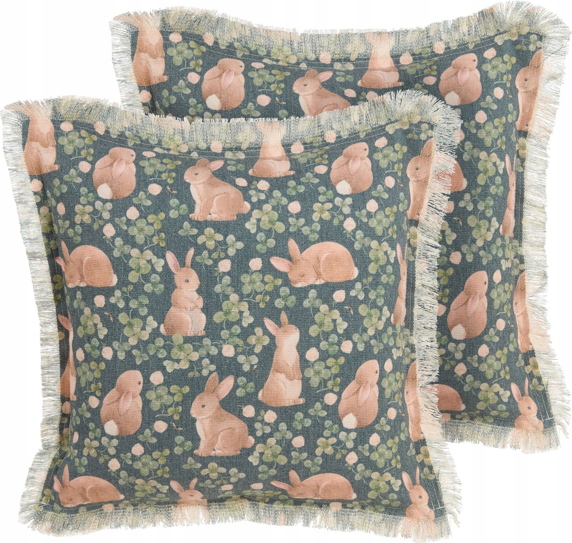 Beliani 2 poduszki dekoracyjne z motywem królika 45 x 45 cm zielone ALSTROEMERIA