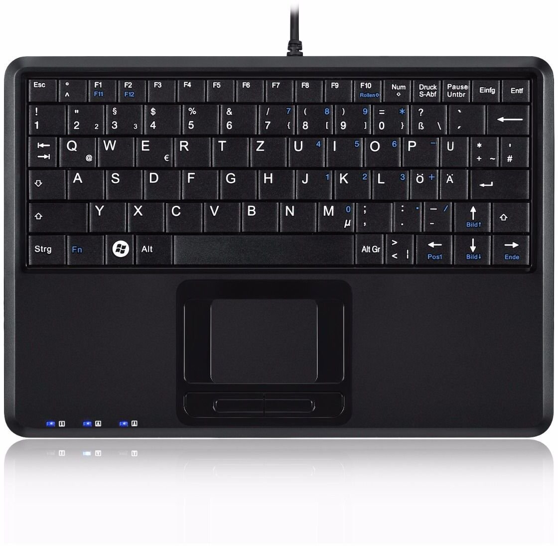 Klawiatura Perixx Perixx PERIBOARD-510 H PLUS UK, mini USB keyboard, touchpad, hub, black