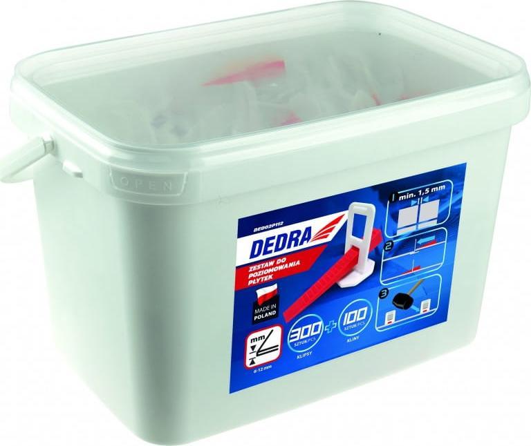 Dedra Zestaw do poziom. płytek 300klipsów+100klinów w wiaderku 5L
