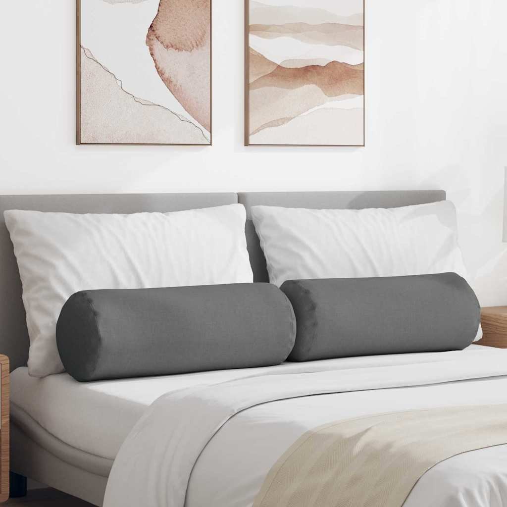 vidaXL Poduszki Wałkowe 2 pcs Ciemnoszary 25 x 70 cm tkanina