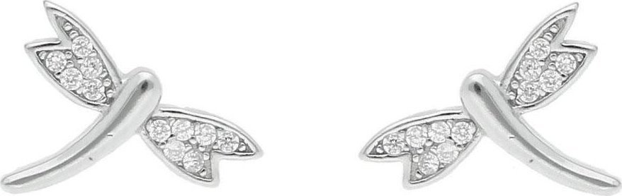 Irbis srebrne kolczyki ważki z cyrkoniami Uniwersalny