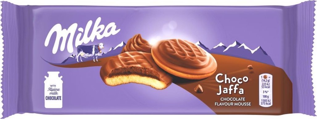 Milka Choco Jaffa Biszkopty z pianką o smaku czekoladowym oblewane czekoladą mleczną 128 g