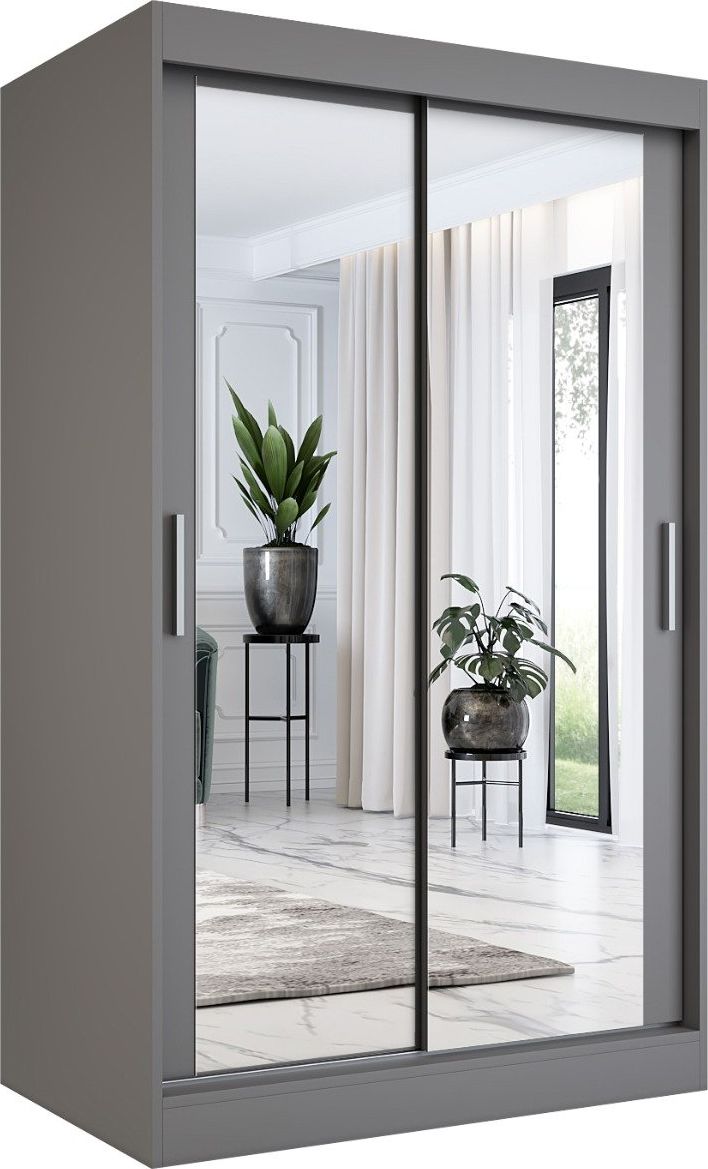 MKPOL Szafa przesuwna MODUO COMFORT 120 antracyt z dwoma lustrami