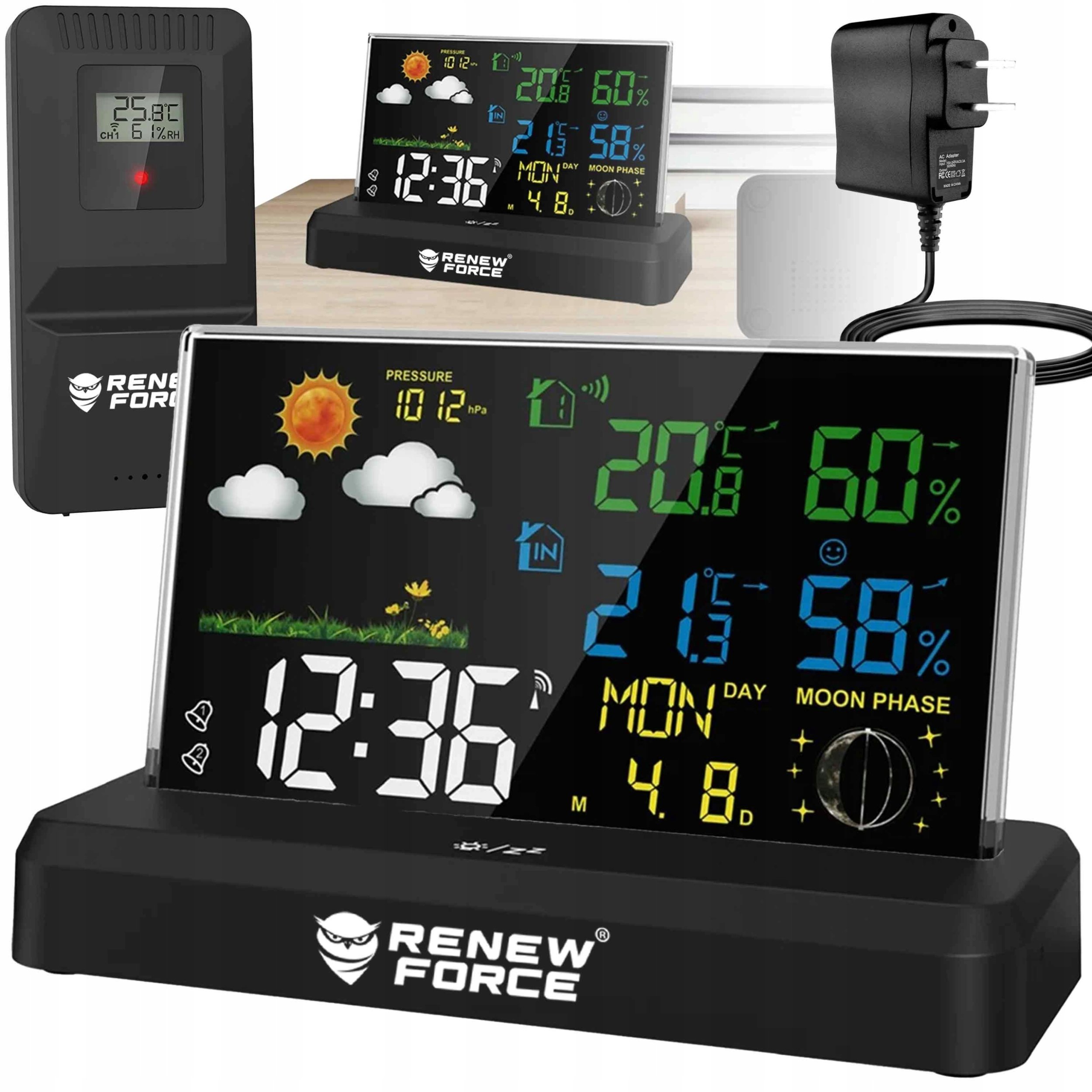 CSL-Computer Stacja pogodowa Renew Force CZUJNIKIEM ZEWNĘTRZNYM POGODY 3