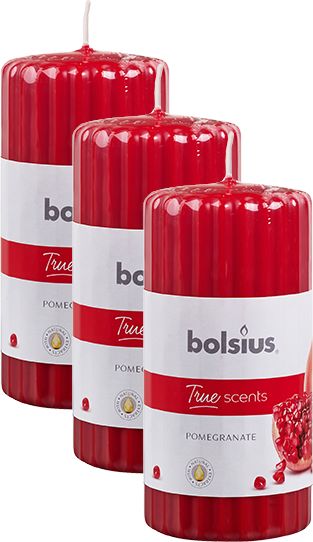 Bolsius Świeca pieńkowa walec BOLSIUS True Scents 33H 12CM 3szt. GRANAT