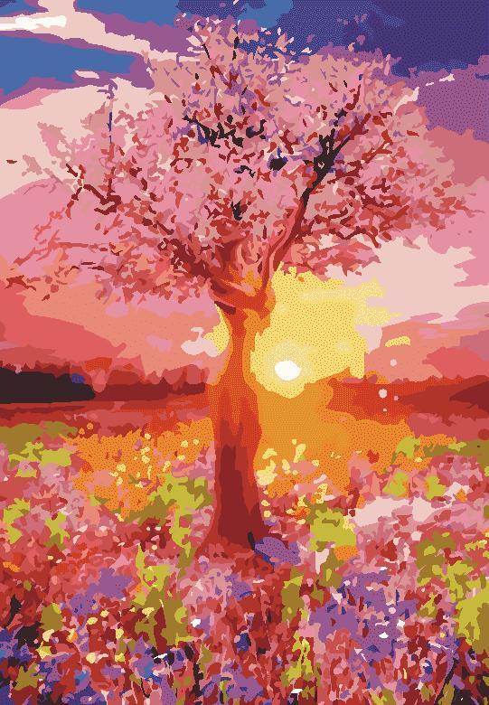 Malowanie po numerach - Kolorowa łąka Płótno naciągnięte na ramę