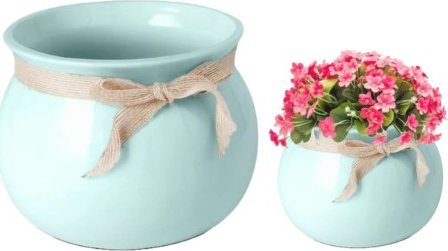 Polnix Osłonka ceramiczna miętowa na kwiaty 12x17 cm