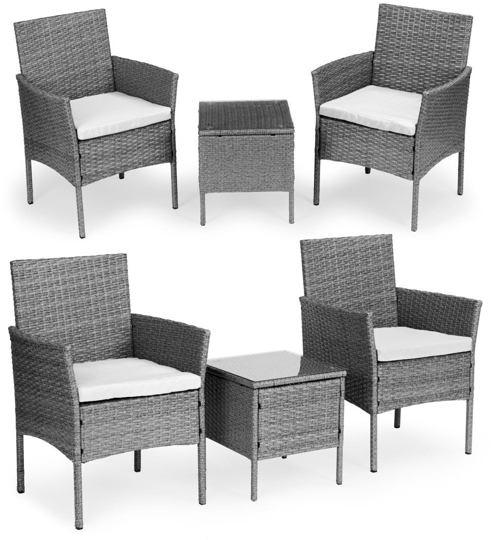 Komplet mebli ogrodowych z technorattanu stolik krzesła szary MultiGarden