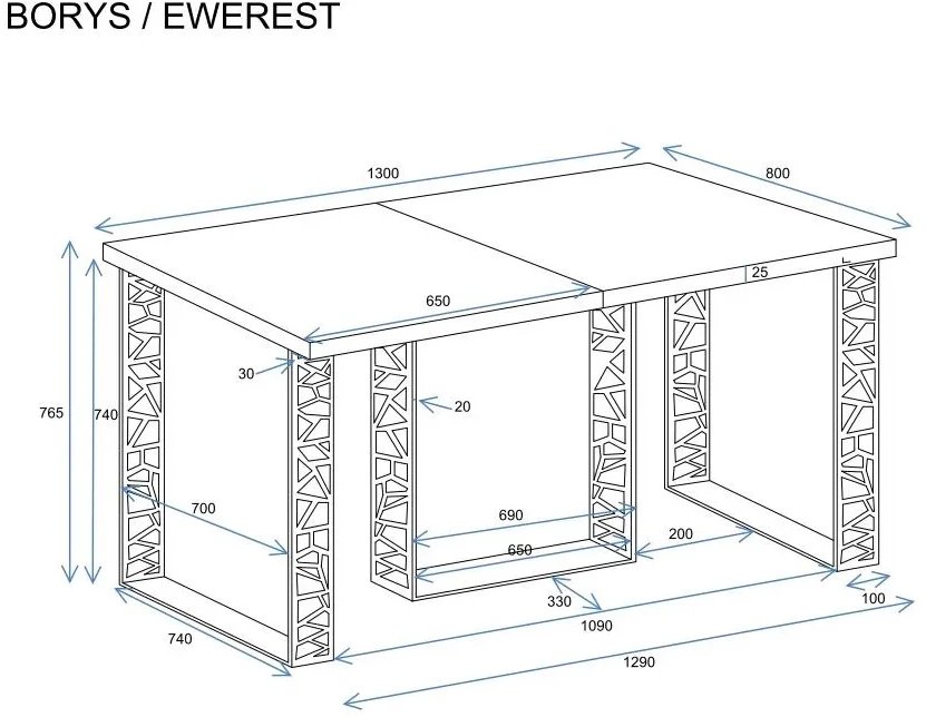 Stół rozkładany BORYS 130(330)x80 beton ciemny ENDO