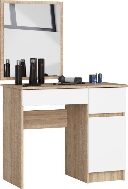 Fabryka Mebli Akord TOALETKA KOSMETYCZNA Z LUSTREM P-2/SL 500x600 PRAWA DĄB SONOMA / BIAŁA