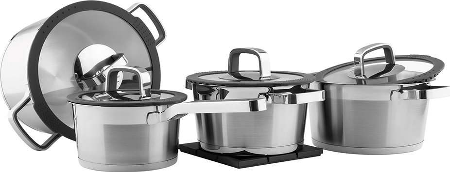 Vinzer Komplet 4 garnków + pokrywki i stojak Moderno 50031