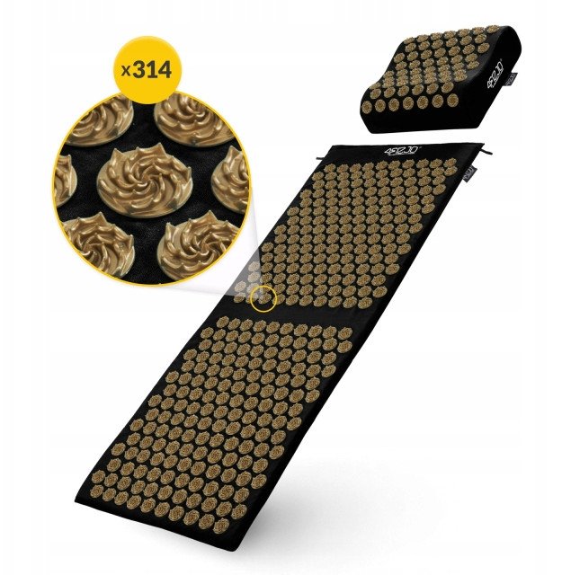 ERGO MATA do akupresury z poduszką XL 110x42 cm czarno złota