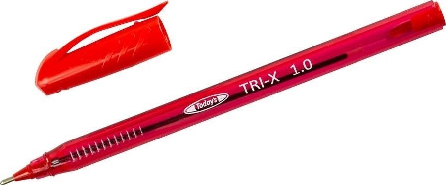 Długopis olejowy TRI-X Color czerwony (50szt) DELI