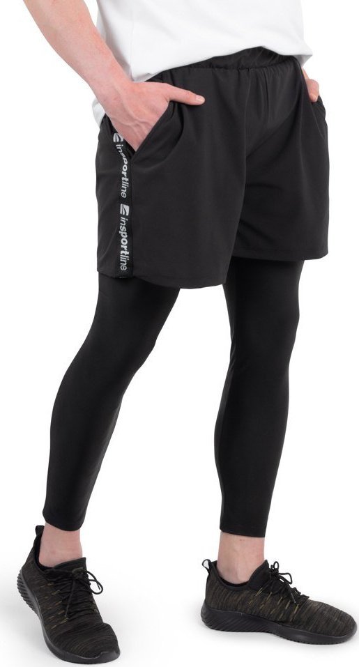 inSPORTline Legginsy męskie 2w1 inSPORTline Closefit - Długość , Kolor Czarny, Rozmiar XXL