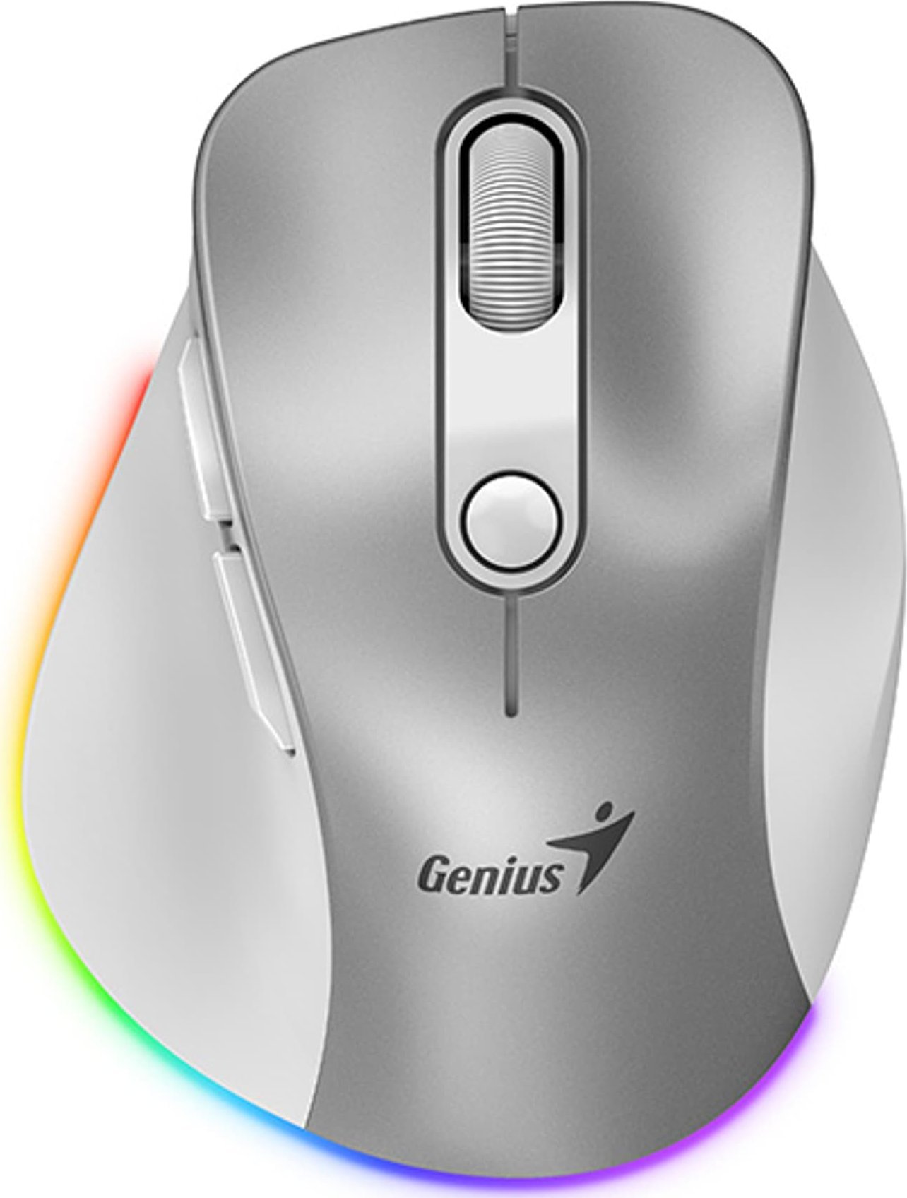 Mysz Genius Mysz bezprzewodowa, Genius Ergo 9000S Pro, srebrna, optyczna, 2400DPI