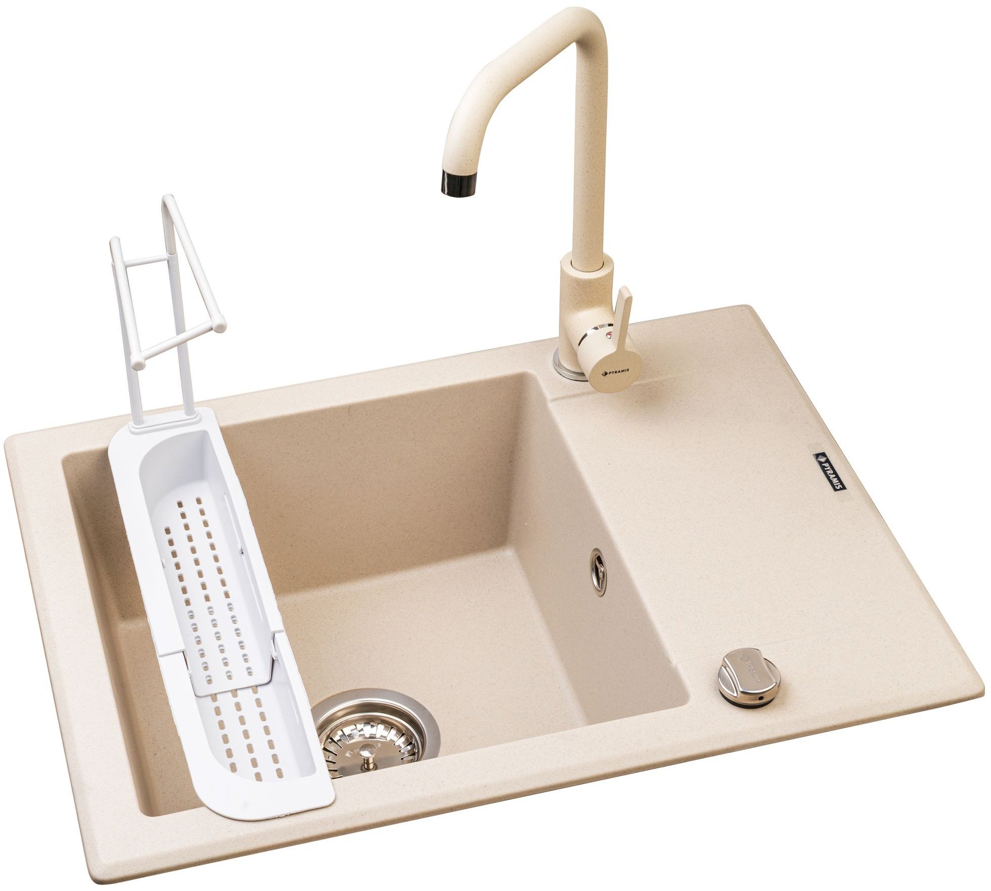 Pyramis Zlew. KORFU (62x46) 1B 1D, beż piaskowy + bateria SILVIO