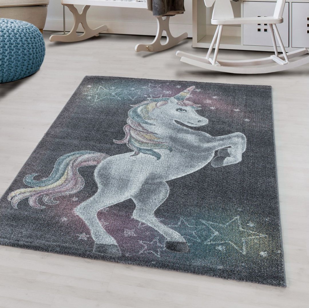 Ayyildiz Hali Dywan dziecięcy JEDNOROŻEC UNICORN Szary FANY Prostokąt 160x230 cm
