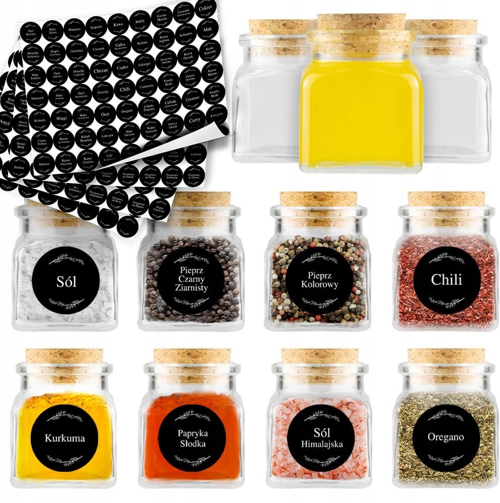 20X Słoik na przyprawy zioła świeczki słoiczki 120ML +252 naklejki etykieta