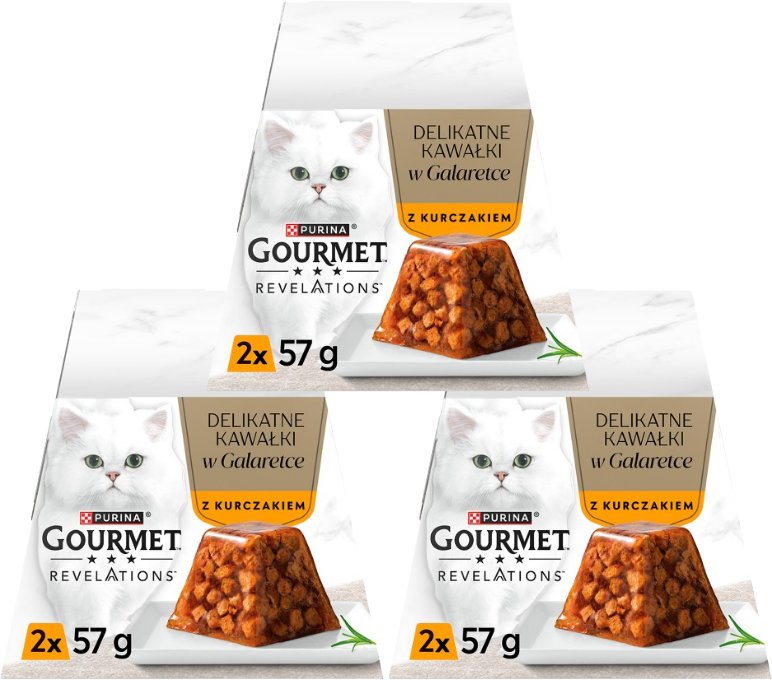 GOURMET Revelations Delikatne Kawałki w Galaretce z Kurczakiem 3x(2x57g)