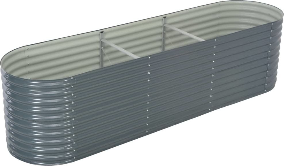 vidaXL Donica ogrodowa z galwanizowanej stali, 320x80x81 cm, szara