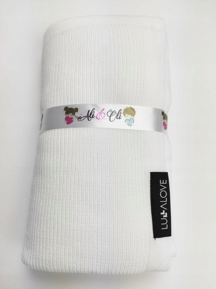 LullaLove Lekki dzianinowy kocyk 90x90cm mgiełka kokos Lullalove