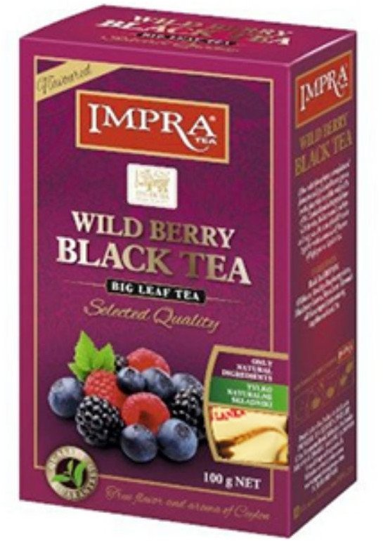 Herbata czarna liściasta owoce leśne wild berry sypana mieszanka z owocami z sri lanki impra 100g