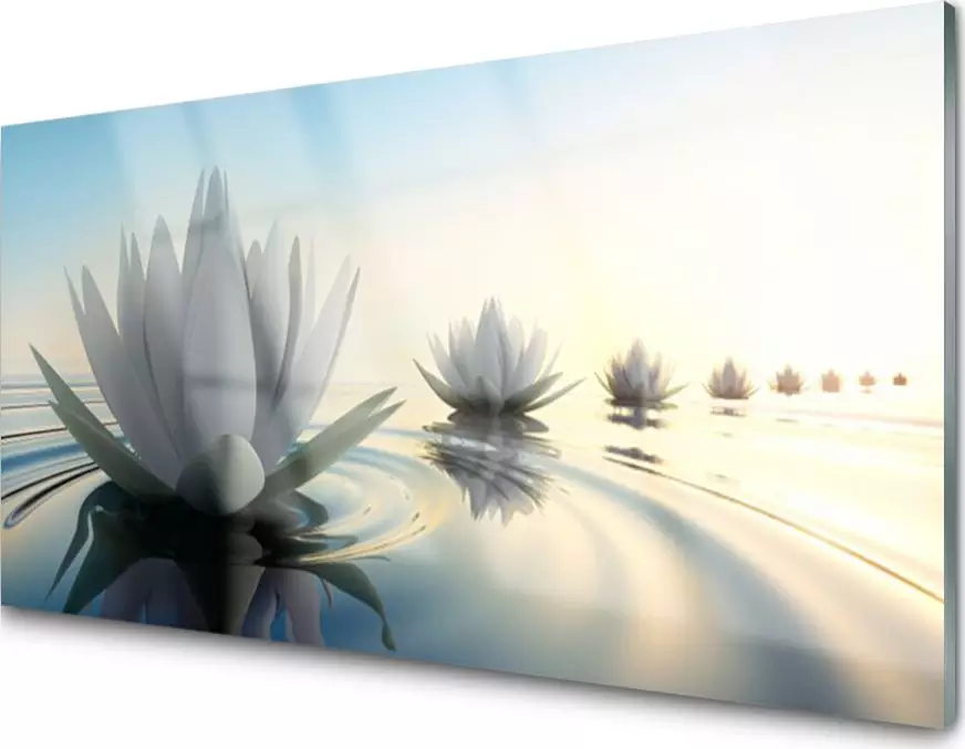 Tulup Panel szklany szkło kuchenny do kuchni Płytka Lilie Wodne Kwiaty 140x70 cm + KLEJ - 68293663