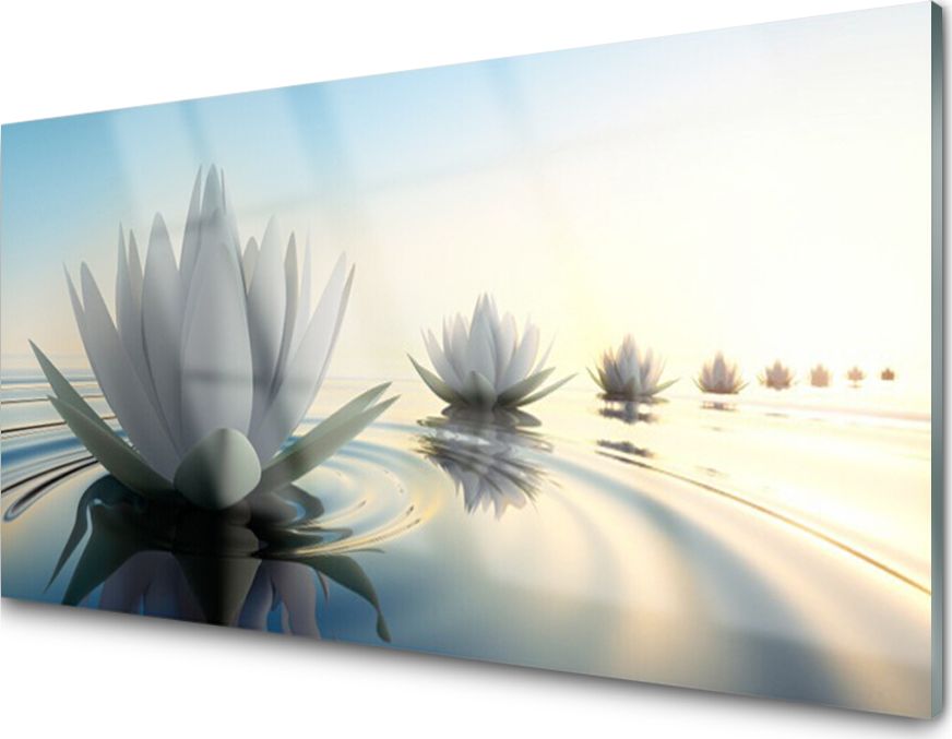 Tulup Panel szklany szkło kuchenny do kuchni Płytka Lilie Wodne Kwiaty 140x70 cm + KLEJ - 68293663