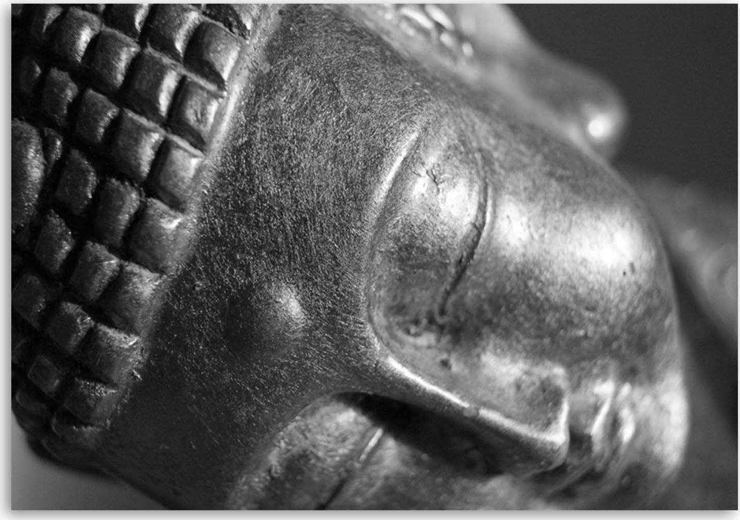 CaroGroup OBRAZ NA PŁÓTNIE Głowa Buddy czarno biały 100x70