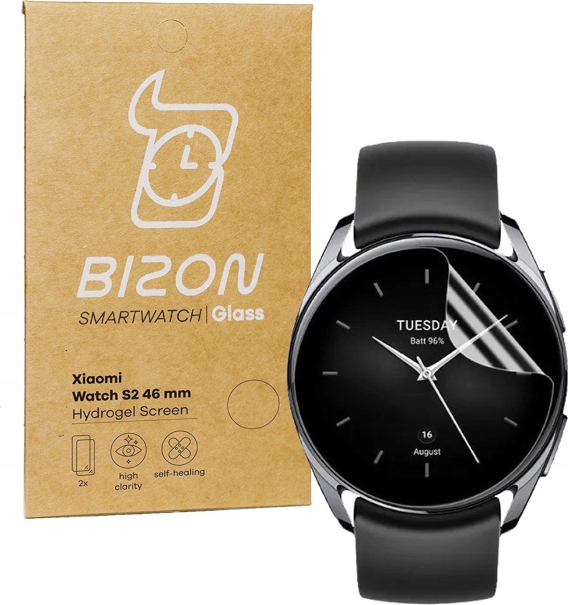 Bizon 2x Folia na ekran Bizon do Xiaomi Watch S2 46 mm
