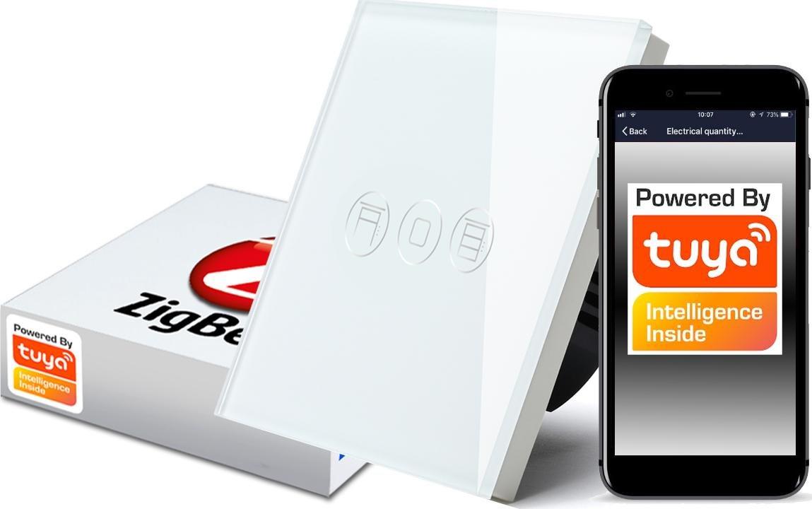 RTX Włącznik rolet Dotykowy Szklany Tuya Zigbee Biały