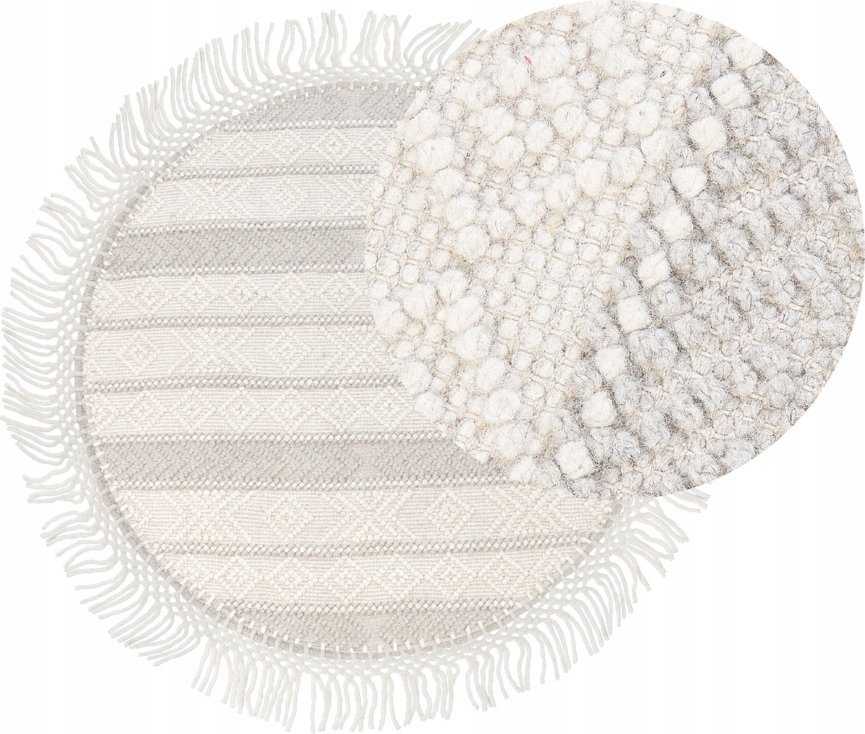 Beliani Okrągły dywan wełniany ⌀ 140 cm beżowy BALTALAR