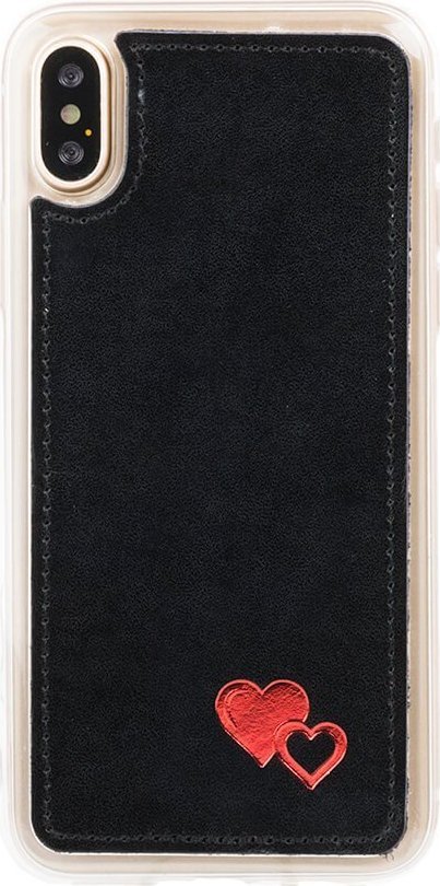 Surazo Etui skóra naturalna Back case - Costa Czarny - Czerwone Serca LG G7 / G7 ThinQ