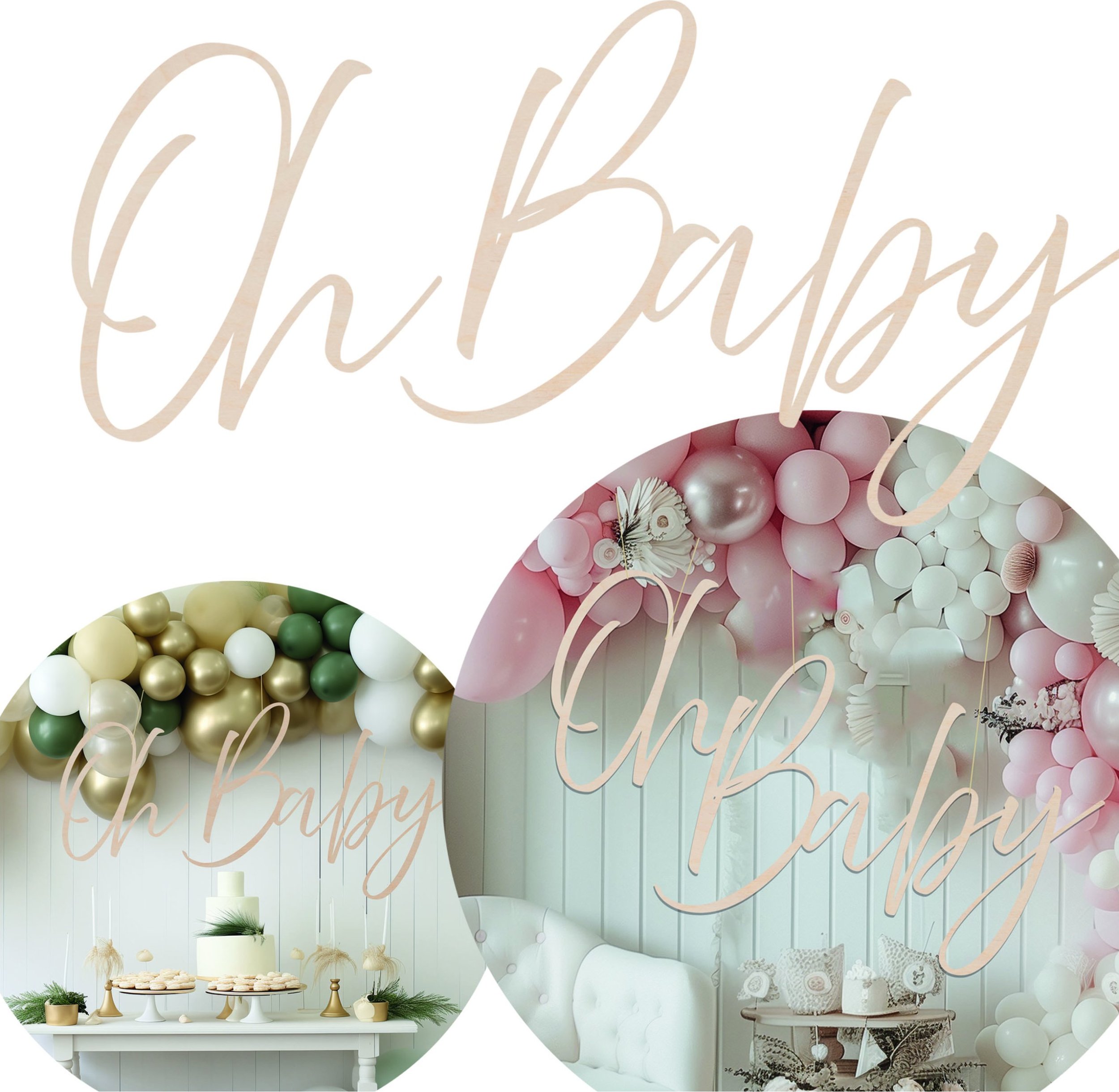 BANER BABY SHOWER duży napis wiszący DEKORACJA na ścianę girlanda 60 cm