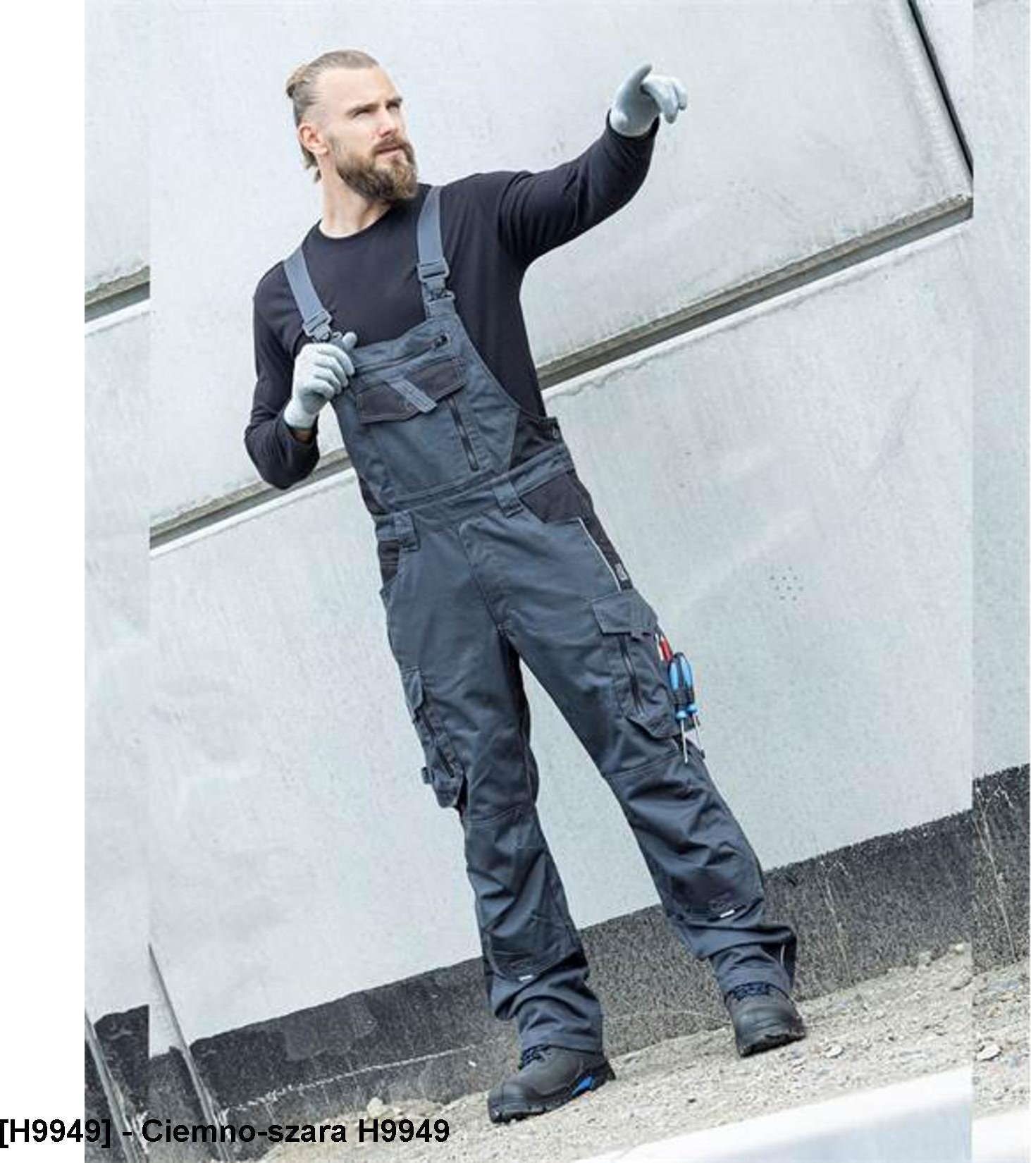 Ardon ARDON VISION 09 H91 - spodnie ogrodniczki ocieplane - Ciemno-szara H9949 XL