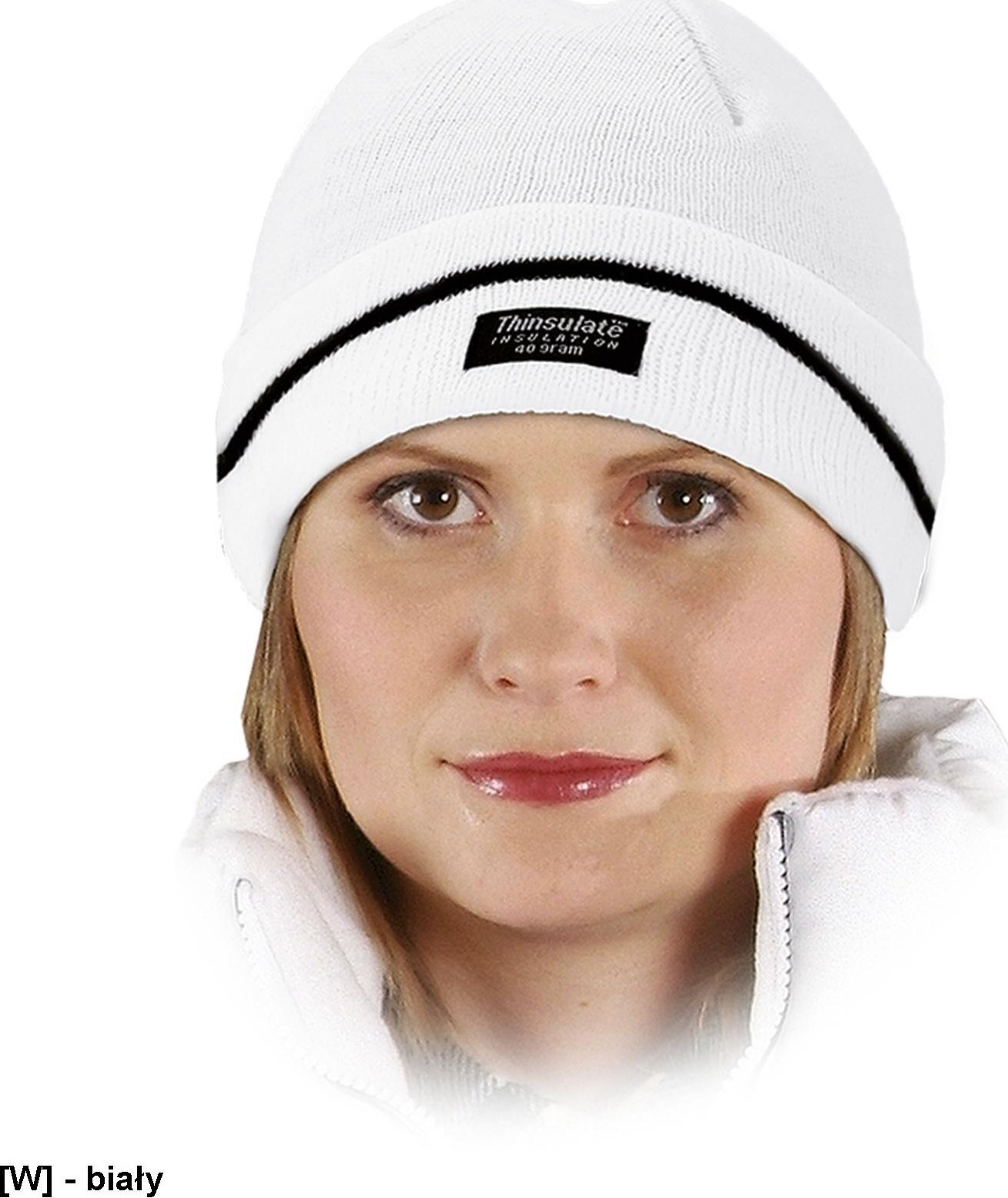 R.E.I.S. CZBAW-THINSUL - czapka zimowa ostrzegawcza - biały 57-61