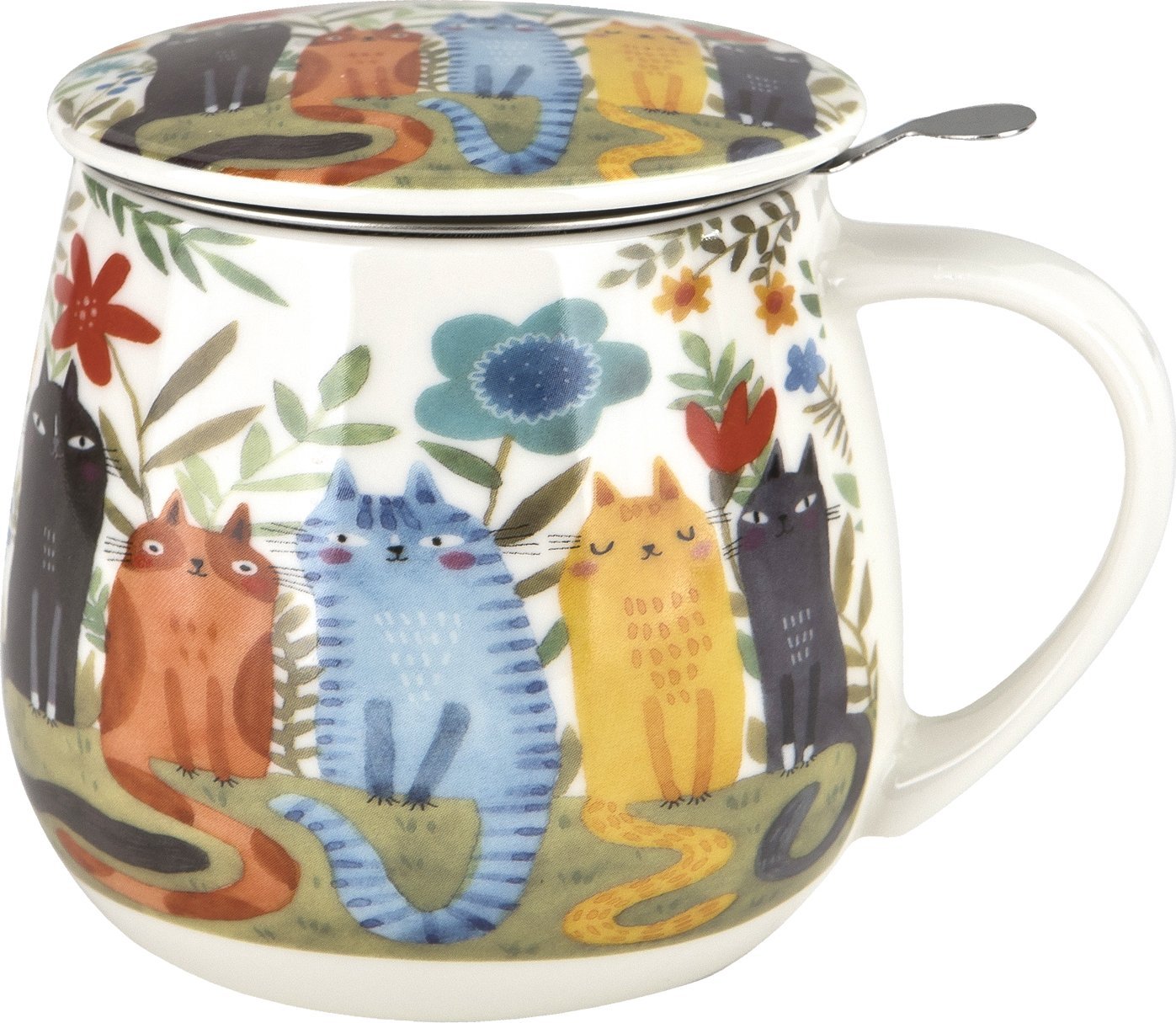 Kubek baryłka z zaparzaczem 430 ml Koty ogrodowe