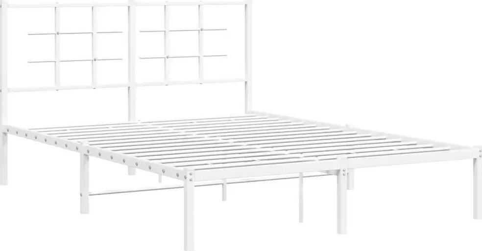 Elior Białe duże łóżko z metalu 160x200 cm - Sevelzo