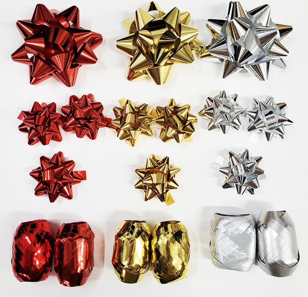 Fastima Zestaw dodatków do pakowania prezentów 12 rozet 6 wstążek RD1