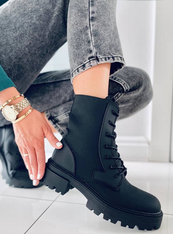 Inello Botki sznurowane TAMAR BLACK