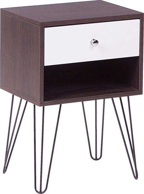 Shumee Szafka nocna 1 szuflada ciemne drewno z białym ARVIN