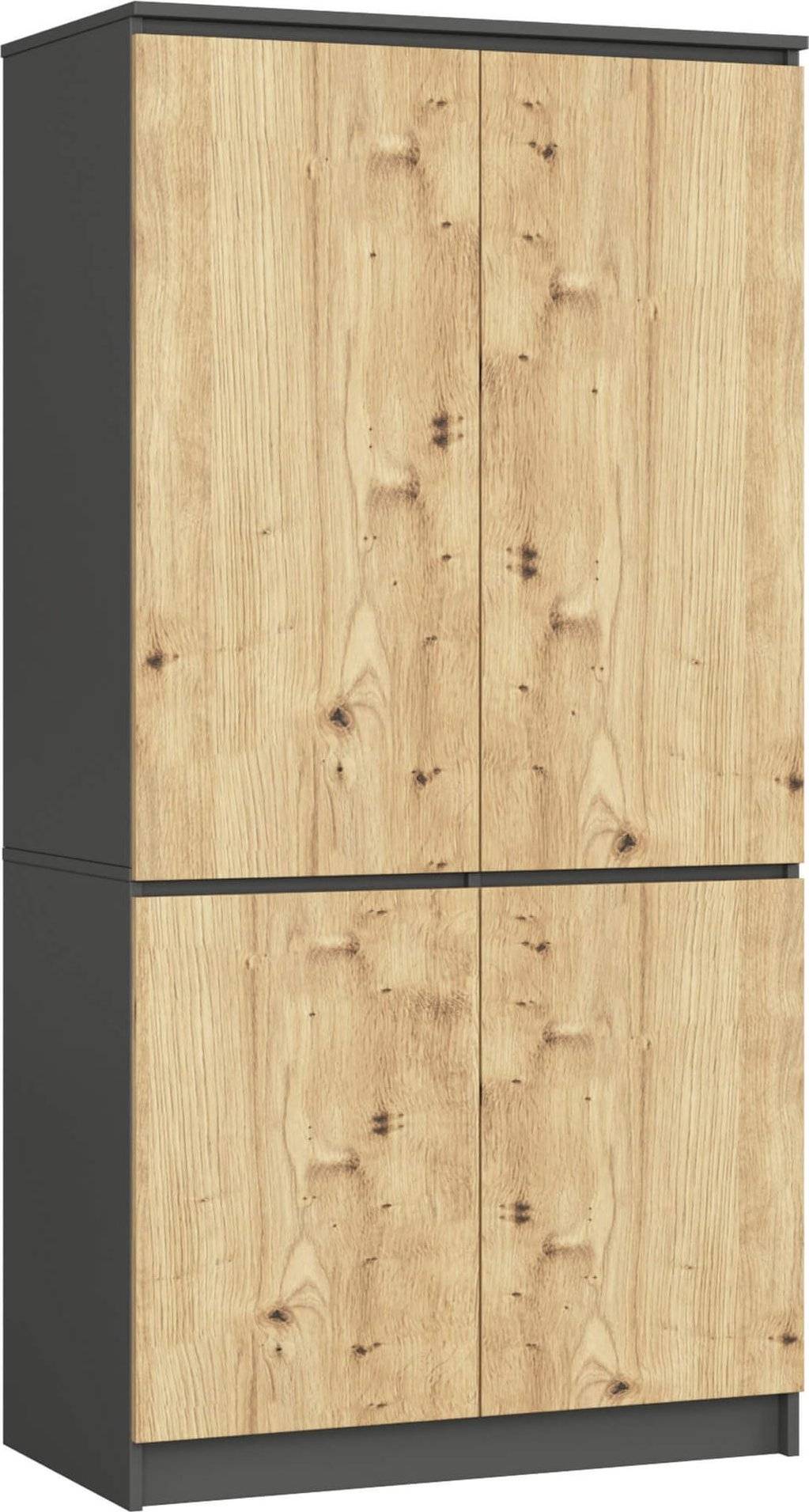 Fabryka Mebli Akord SZAFA S90 4D CLP GRAFIT SZARY / DĄB ARTISAN