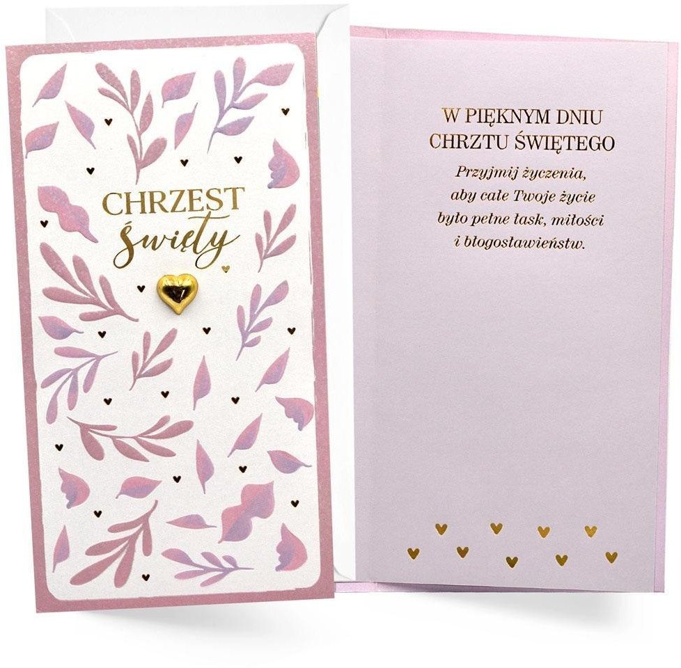 Karnet Chrzest różowy