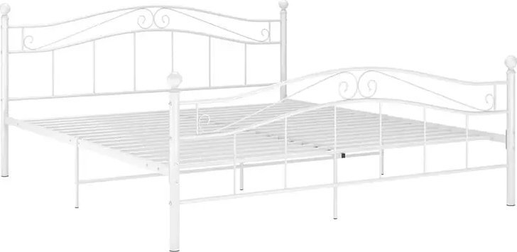 Elior Białe duże łóżko metalowe z zagłówkiem 180x200 cm - Zaxter