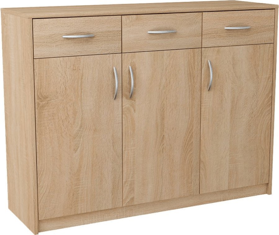 Duża Komoda do salonu, pokoju, Classic, 110x35x85 cm, dąb sonoma, mat